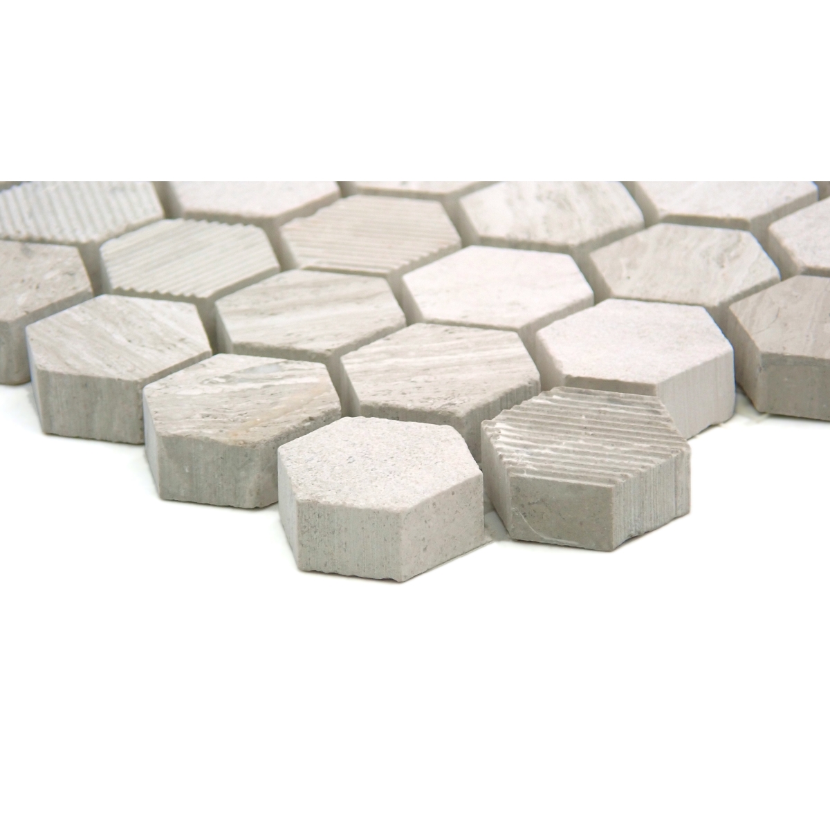 Metro Cream 1x1/12x12 1inch Hexagon Mix Mosaic